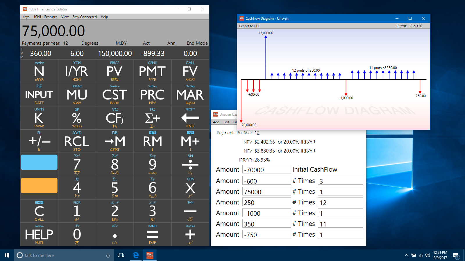 10bii financial calculator rounding